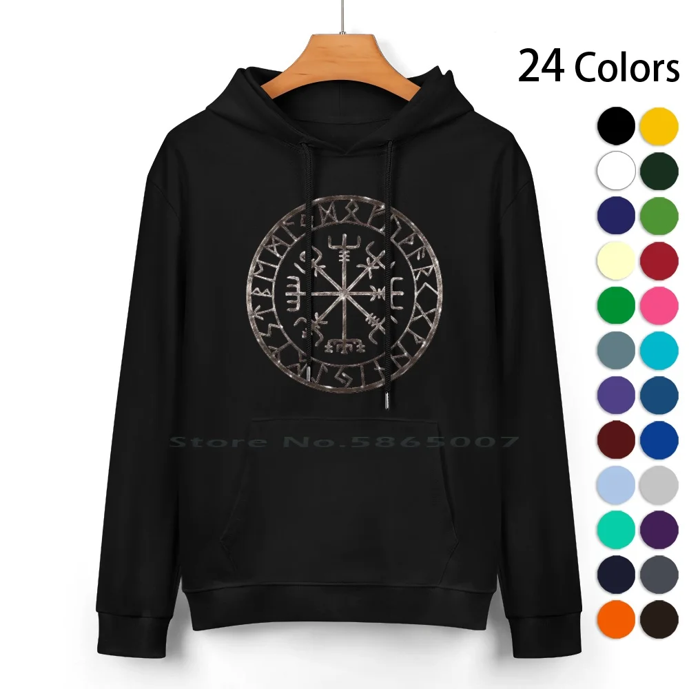 Viking Seal Pure Cotton Hoodie Sweater 24 Colors Amulet Charm Protector Viking Seal Circle Runes North Antique Arcane Pagan