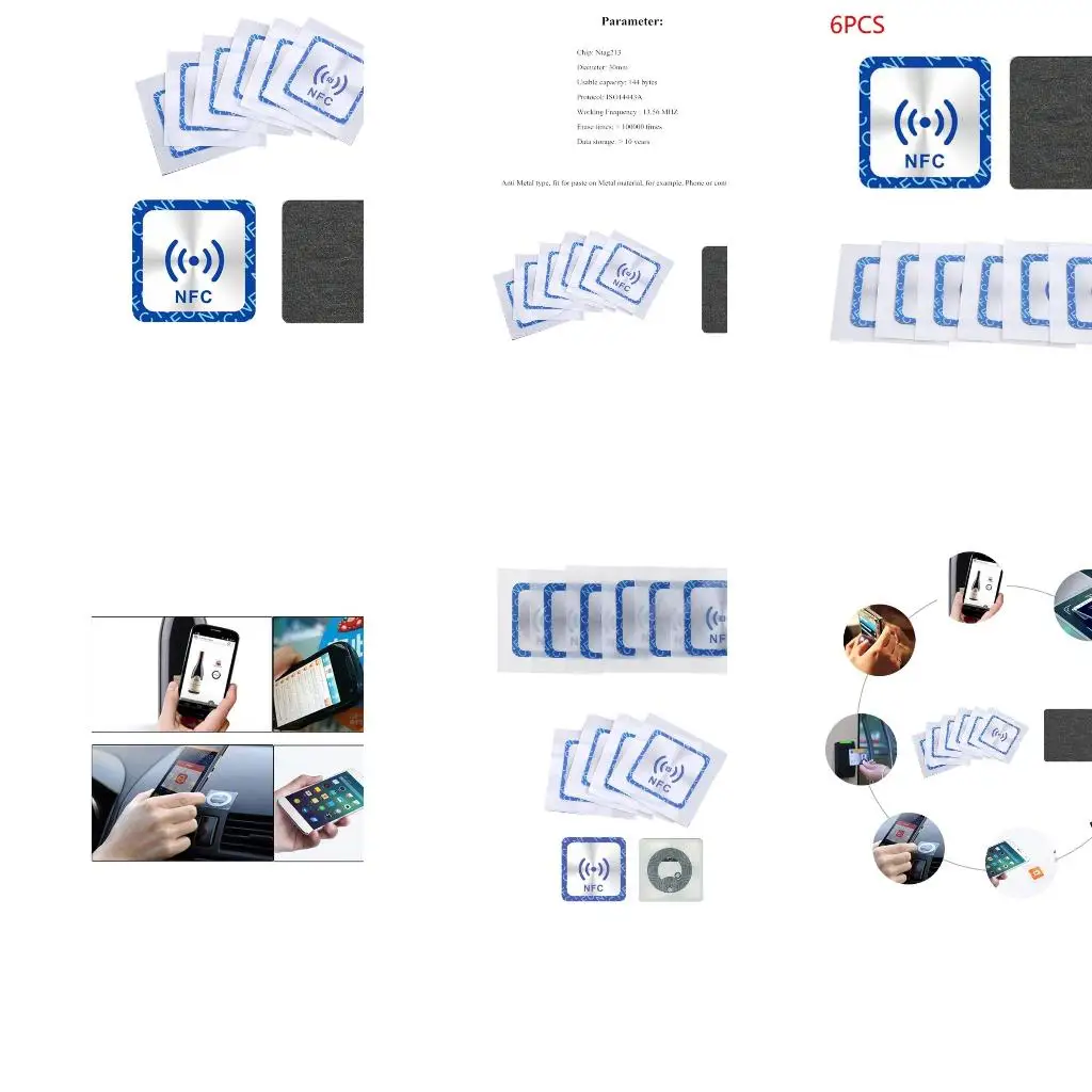 Anti Metal Ntag213 Tag Stickers for Mobile Phone Computer Pack of 6 25mm/30mm
