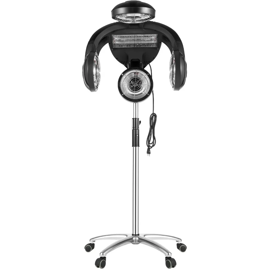 

Профессиональный фен 110 В с регулируемой высотой 49,21-63,39 дюйма, стоячий салонный фен с колесами для салона, черный