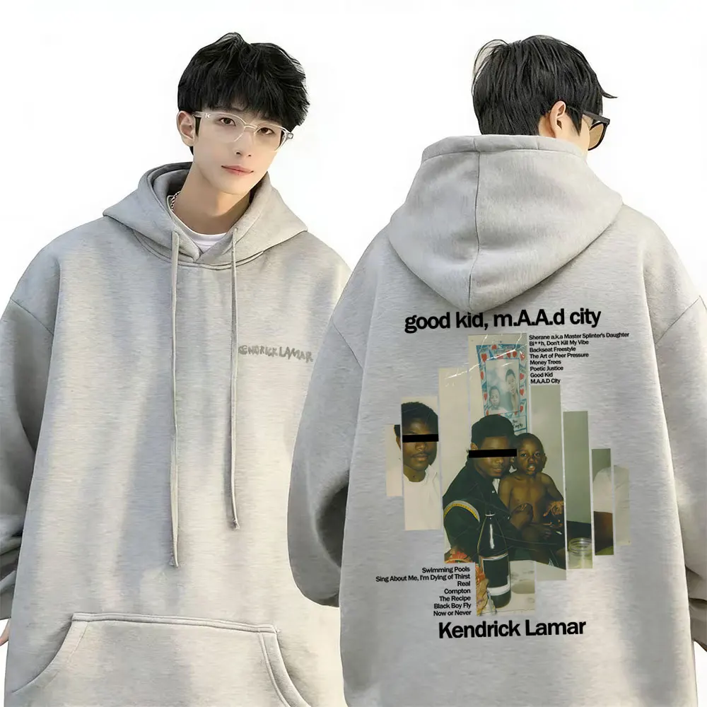 

Rapper Kendrick Lamar Good Kid Album Graphic Hoodie Men Women Hip Hop Fashion Oversized Sweatshirt Male Casual Vintage Pullover