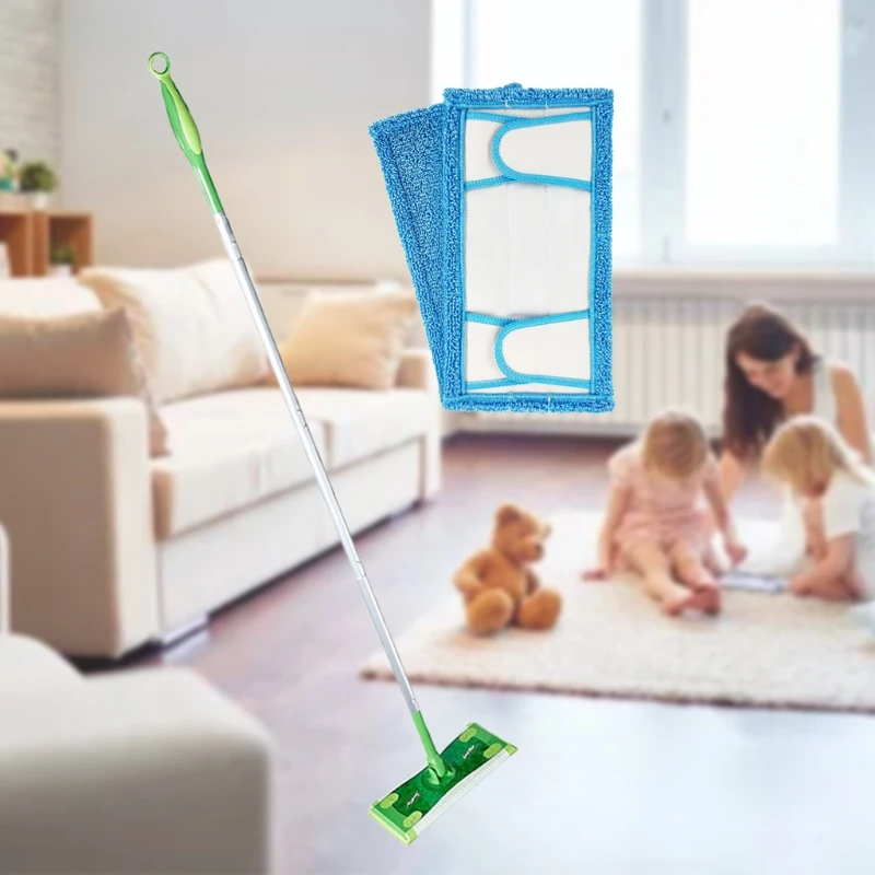 D0AB Microfiber Hardwood Floor Mop Pad Wet and Dry Mop Washable Reusable for Swiffer Sweeper Mop Cloths/Pads