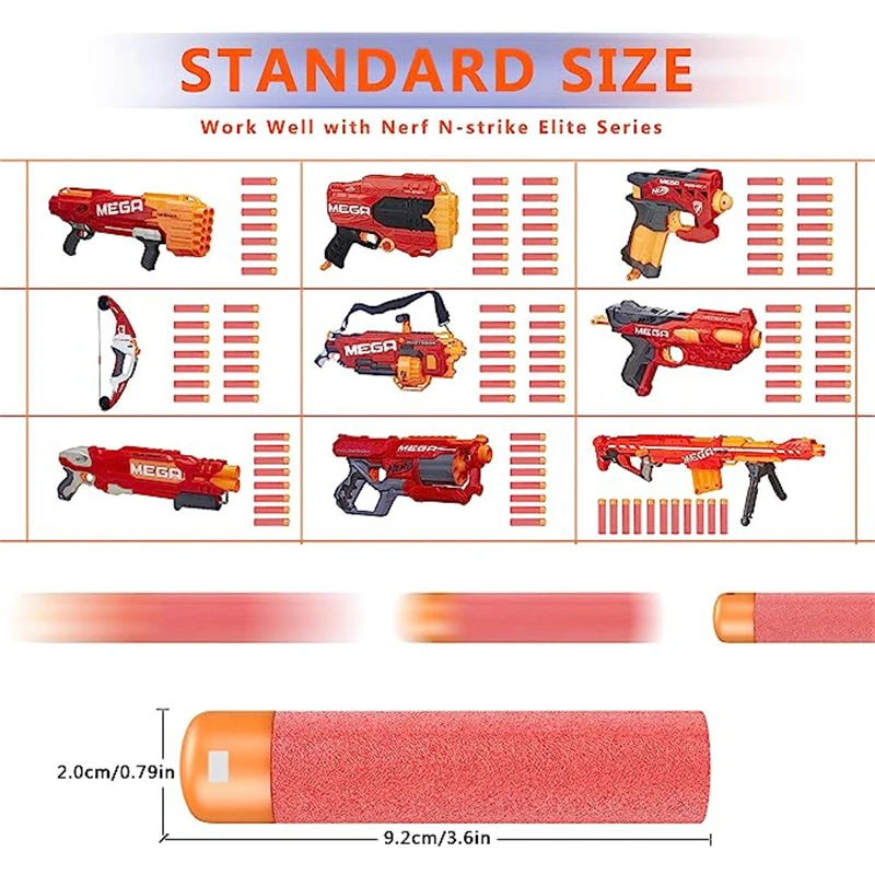 240/120/60/30 قطعة حزمة إعادة تعبئة رصاصات السهام المتوافقة مع بنادق Nerf N-Strike Mega Blaster Mastodon Twinshock
