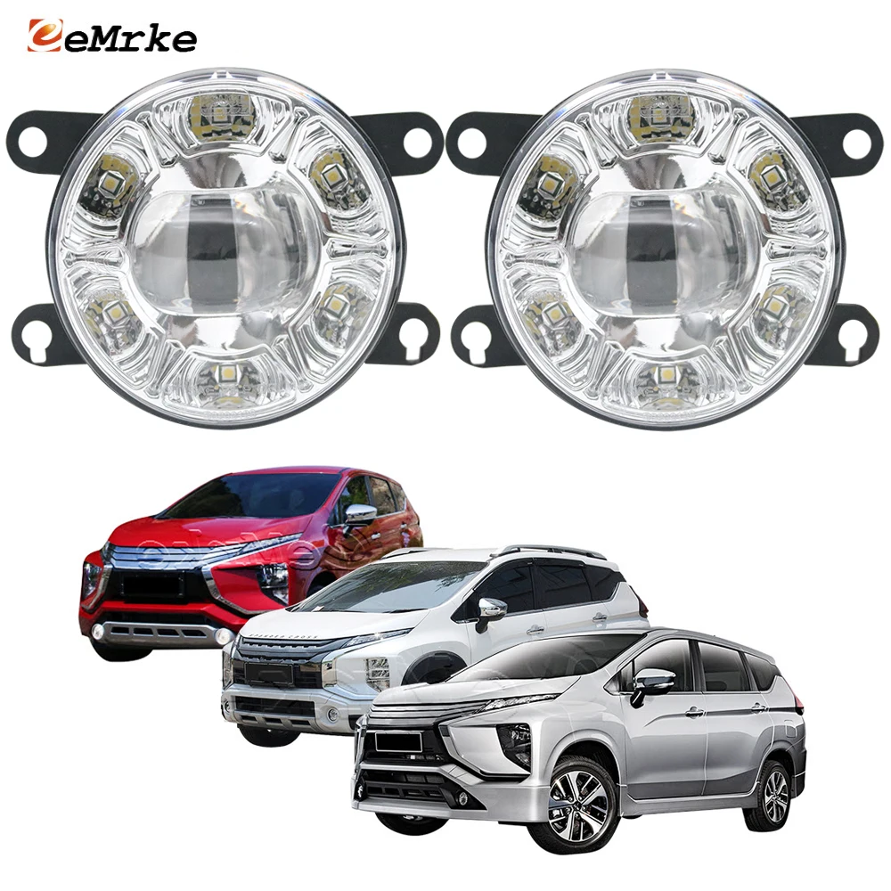 LED Fog Lights for Mitsubishi Xpander NC1W 2017-2022 Car PTF Fog Driving Light with Clear Lens + Led DRL Daytime Running Lamp