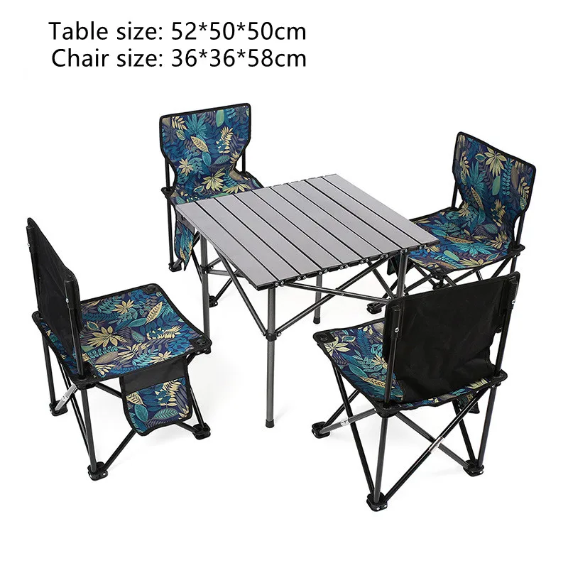 1Sets Outdoor Travel Foldable Picnic Table Egg Roll Table Wood Portable Camping Table And Chair Set