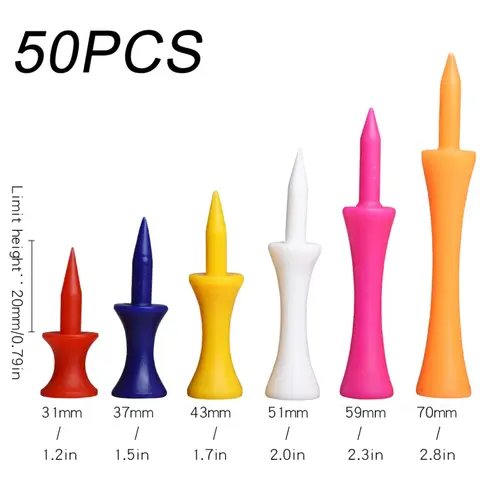 50PC 골프 티 9 50Pcs 다채로운 플라스틱 골프 티 스텝 다운 졸업 성 티 높이 제어 골프 공 홀더 골프 액세서리