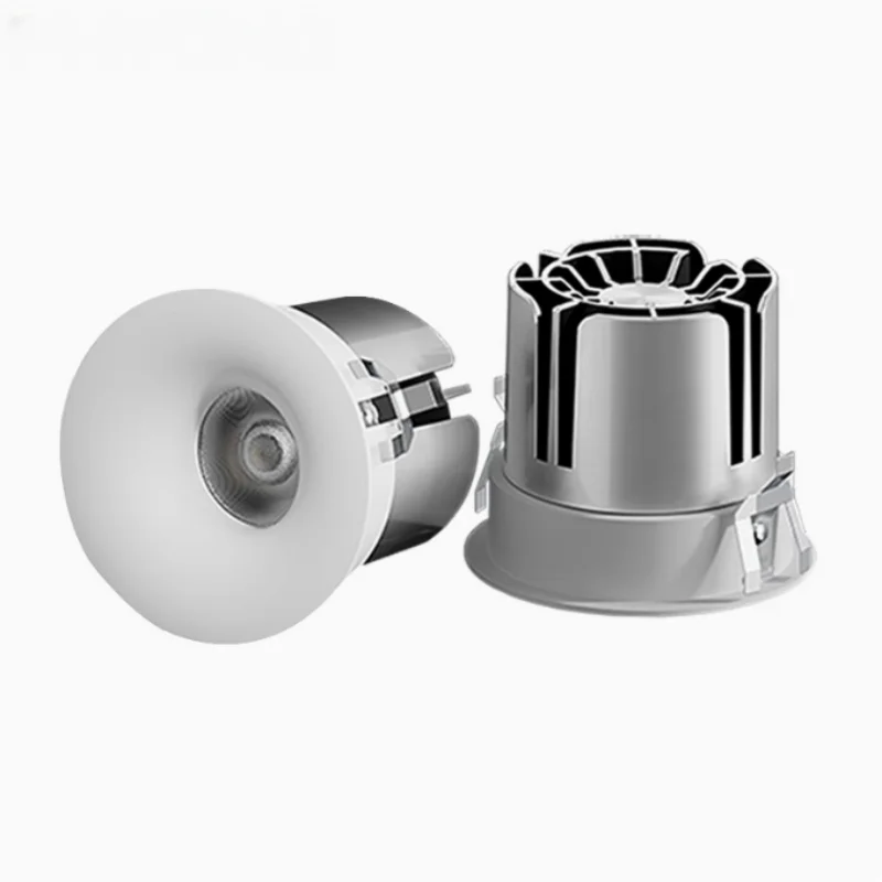 CANTH Deep anti-glare ceiling spotlights with curved cups, with an opening of 75mm. No main lights in the living room