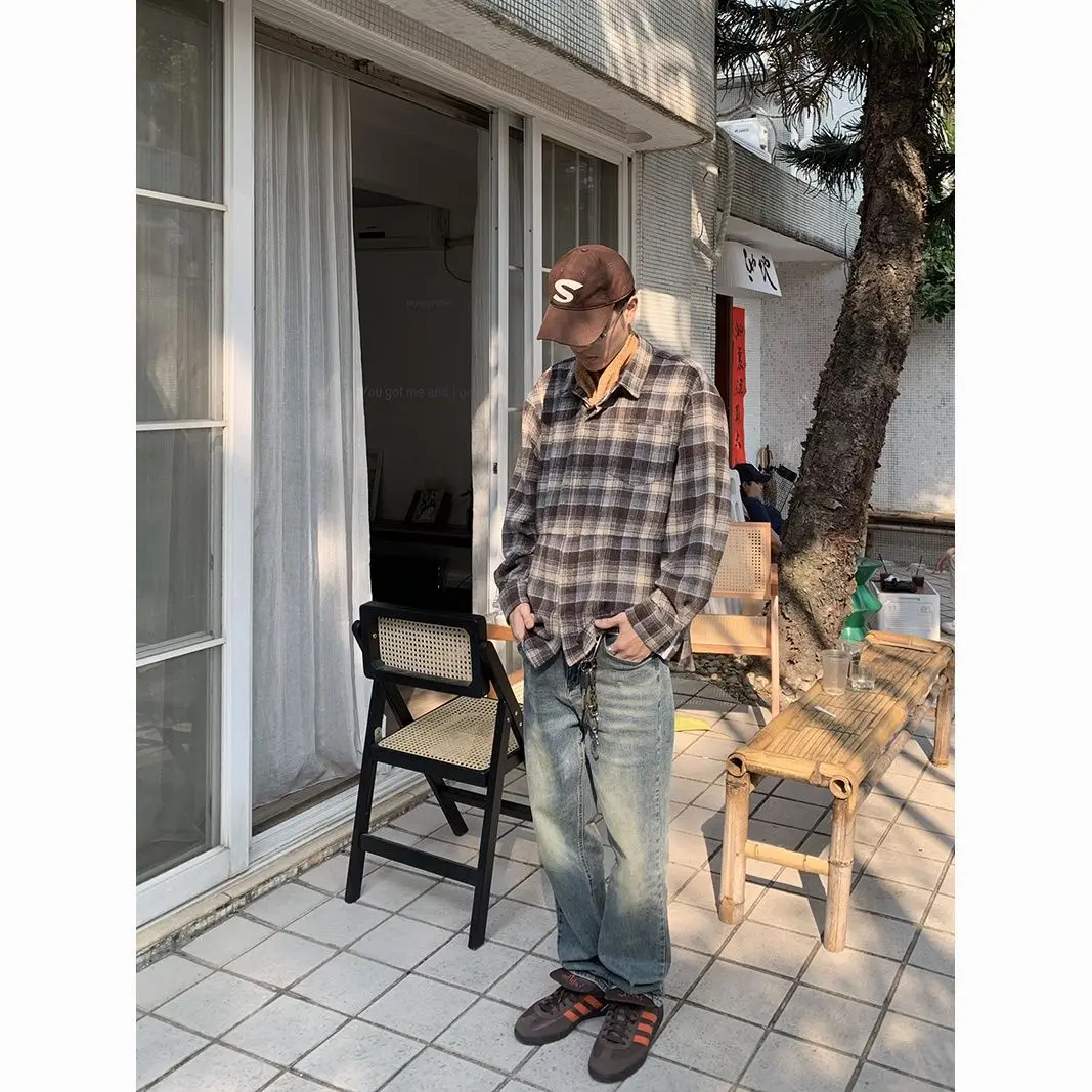 Korean Popular Clothes Spring 2026 Streetwear Clothing Washed Vintage Straight Jeans Men Street Retro Baggy Casual Long Pants