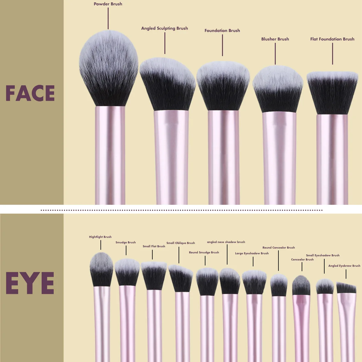 16 個プロメイクブラシダブルエンドファンデーションコンシーラーブラッシュアイシャドウブラシ液体クリームパウダーブレンド用