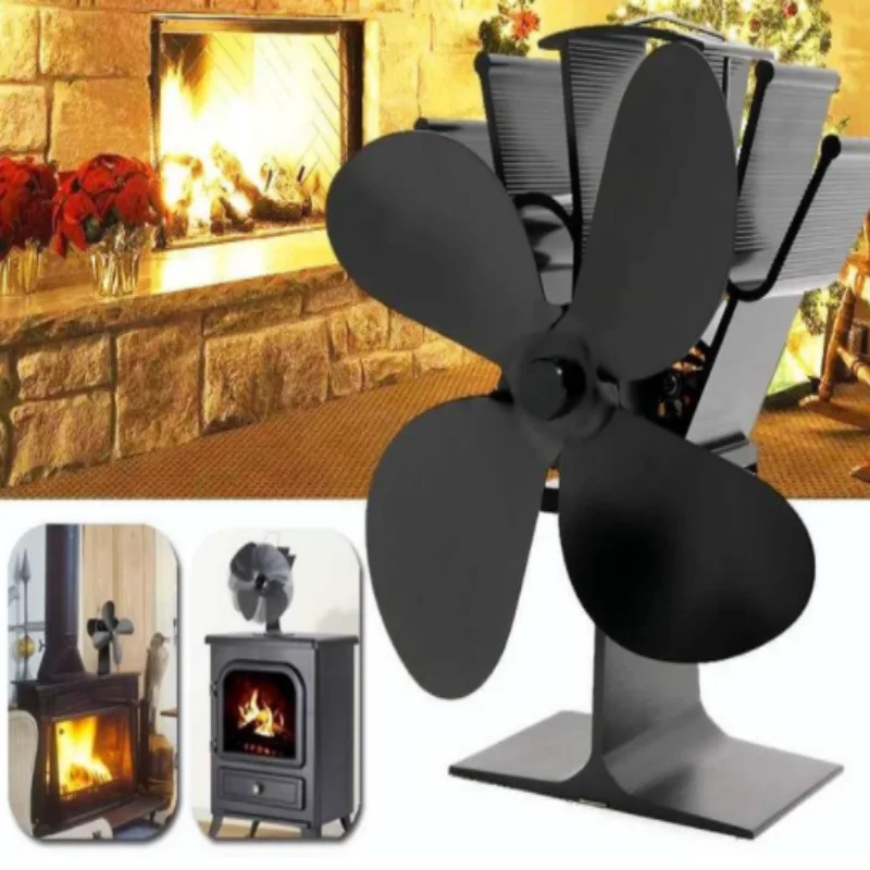 4/5 Blades Stove Fan Heat Powered Fireplace Fan Log Wood Burner Eco Quiet Fire Wood Heater Home Warm Efficient Heat Distribution