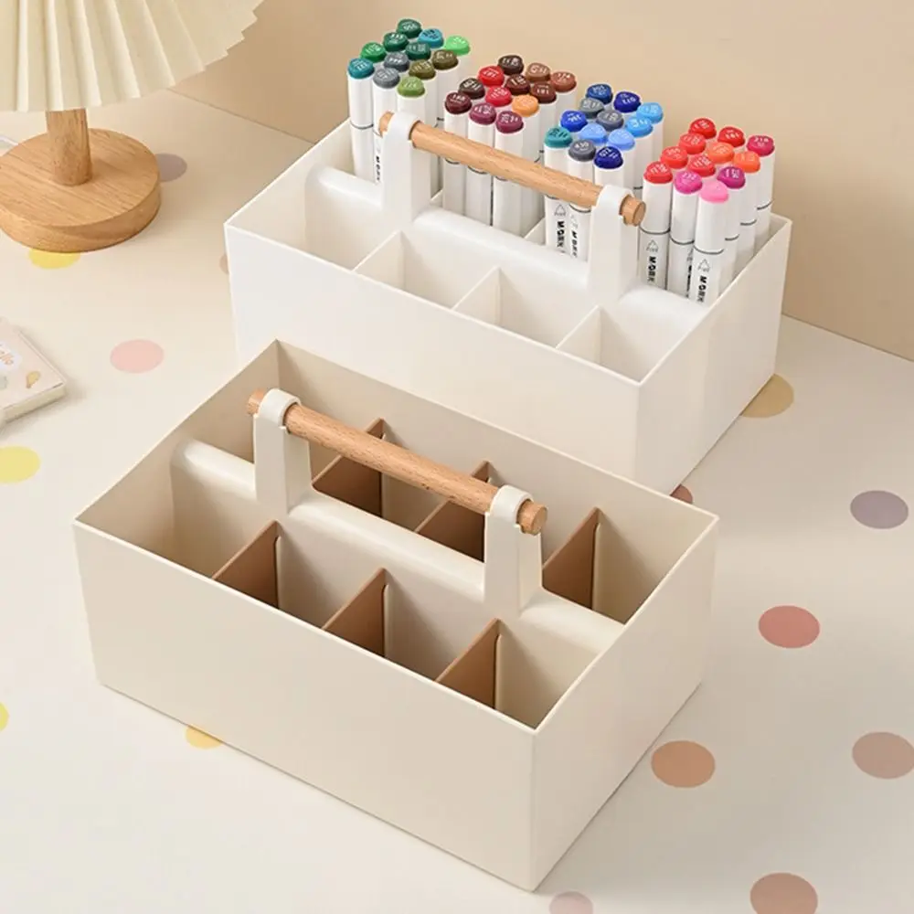 

Portable PP Pen Holder 8 Grids Large Capacity Desktop Storage Box Durable Adjustable Desktop Sundry Storage Basket School