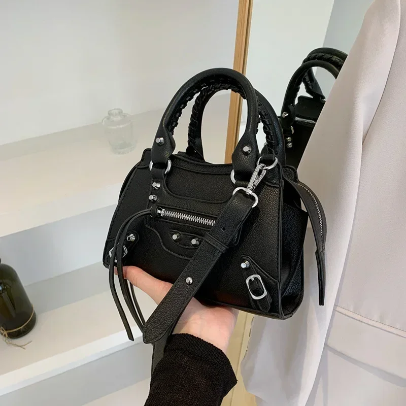 2024 Trendy New Women\'s Bags Western Style Rivet Motorcycle Bags Retro Fashion Shoulder Versatile Crossbody Women\'s Bags
