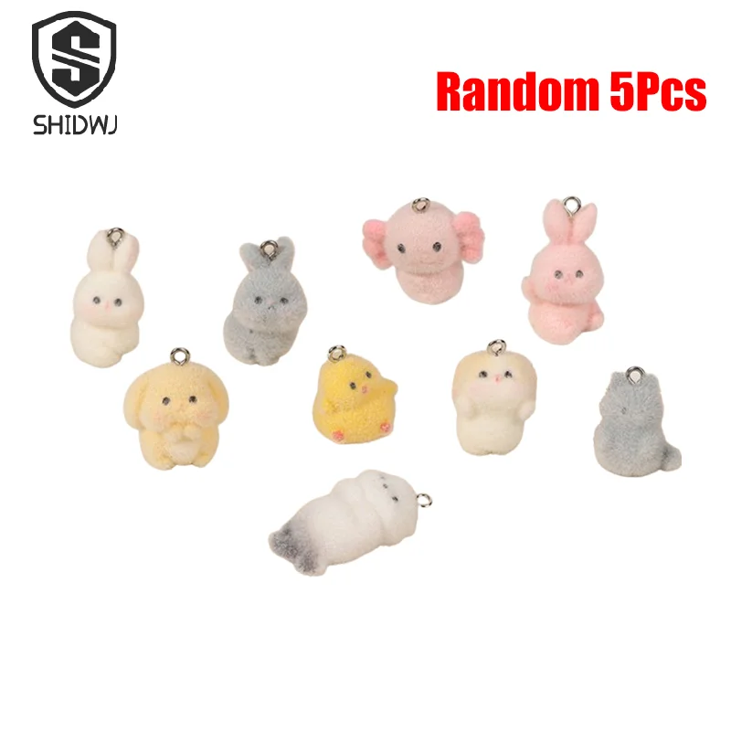 

5Pcs 3D Cute Flocking Sea Otter Yellow Chicken Charms Cartoon Animal Pendant DIY Phone Keychain Earring Jewelry Accessories Gift