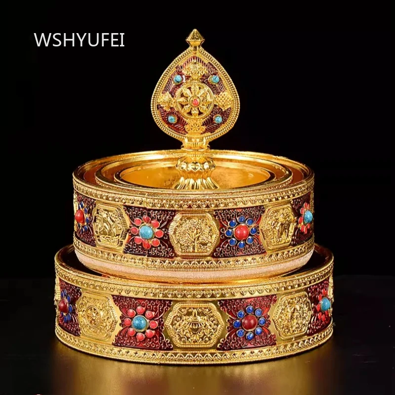 Tibetan Alloy Auspicious Ornament Manza Disk Repair Religious Supplies Household Large Size Worship Decoration Ornament