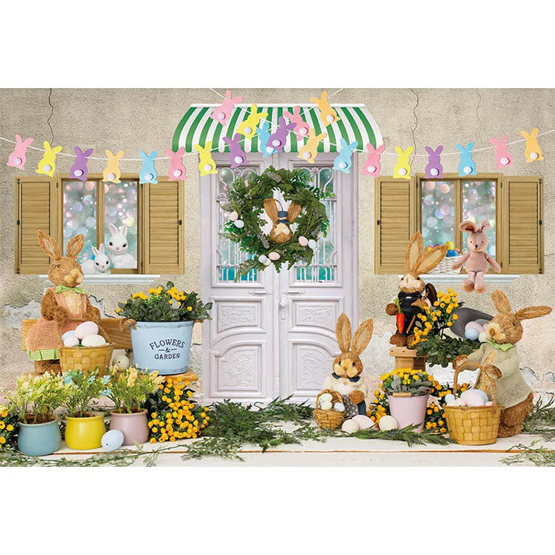 Avezano Easter Backdrop for Photography Spring Bunny Rabbit Flowers Garden Newborn Baby Portrait Decor Background Photo Studio