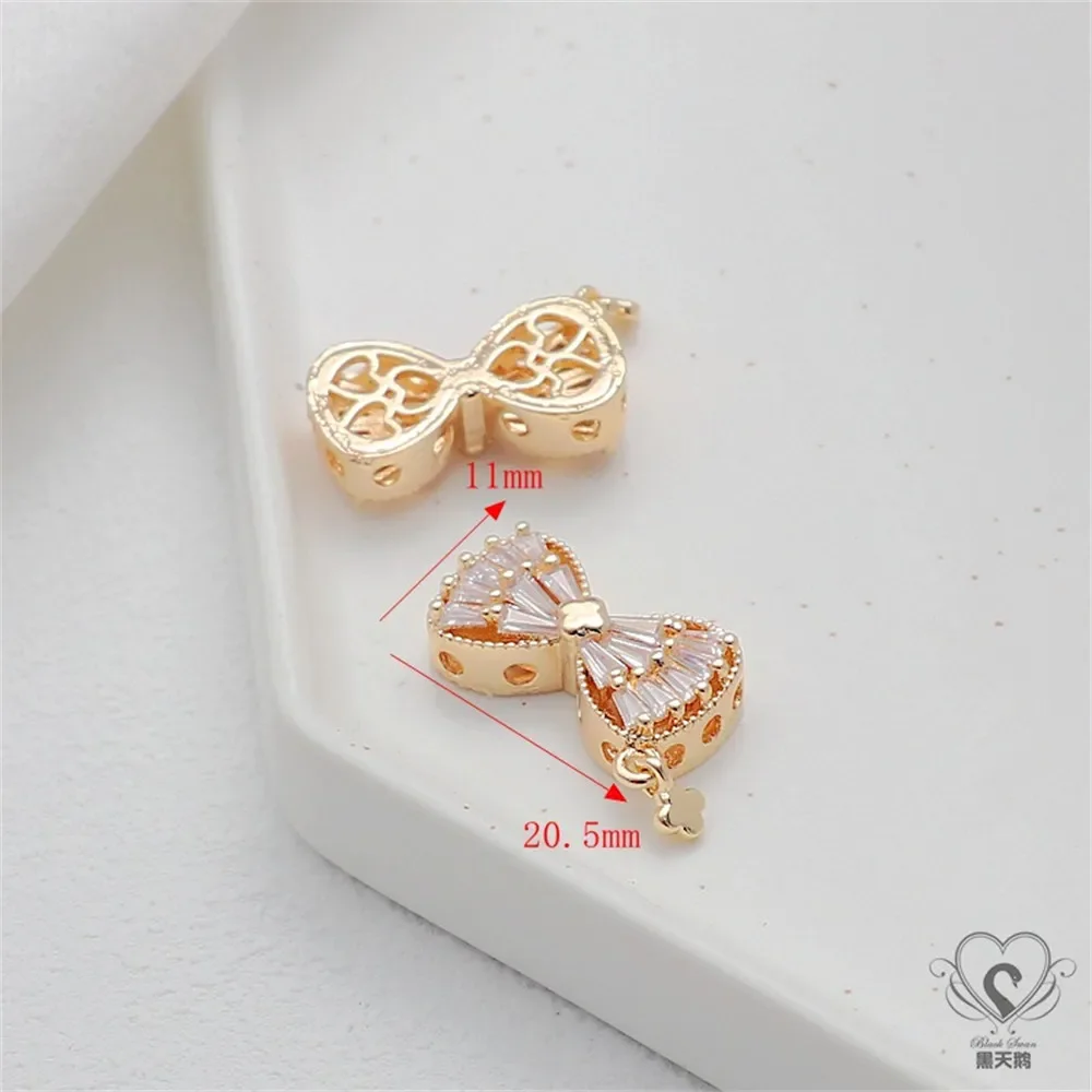 

14K Gold Color Flat O Zircon Triangle Extended Safety Chain Butterfly Planet Pendant Diy Bracelet Jewelry Charm Accessories