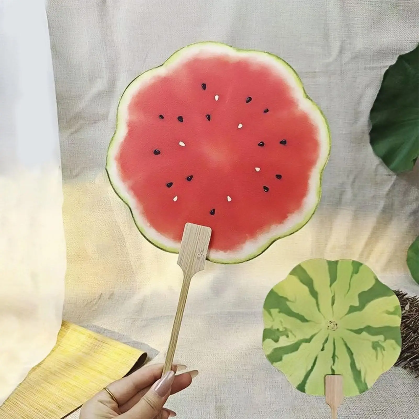 Hand Fans Portable Photo Prop Camping Watermelon Print Fan For Camping Picnic Fishing Beach Outdoor Men Women Teens Youth