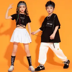 Kids Fashion Dancing Clothes Hip Hop Skirt for Girls Boys Dancewear Street Dance Wear Ballroom Jazz Costumes T Shirt Pants Suits