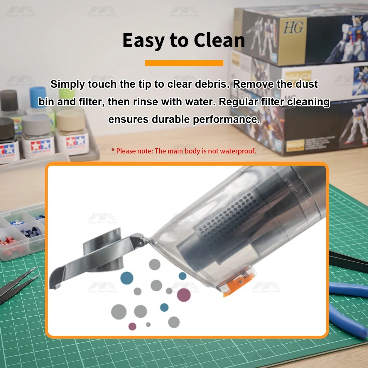 Plamokojo PMKJ037 Handy Cleaner CYCLONE 2-in-1 Cordless Vacuum Blower for Model Dust Removal Hobby Tool