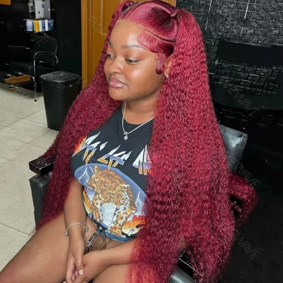 

Red Curly Wigs 99J Burgundy 13X6 Hd Lace Frontal Human Hair Wig Colored Deep Wave Frontal Wig 13X4 Red Lace Front Human Hair Wig