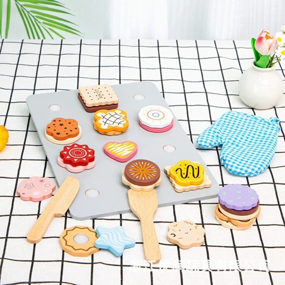 New Educational Wooden Cookie Play Food Set Safe Material Non-Toxic Kitchen Toys Imaginative Toddlers Food Accessories