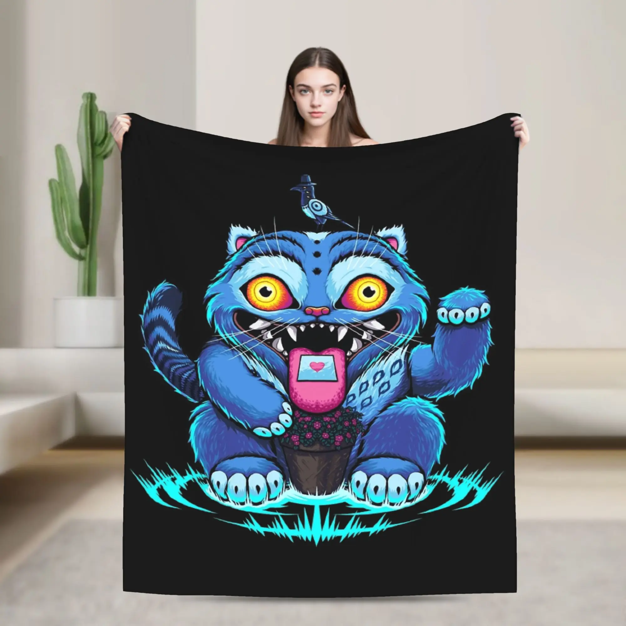 

Blue Derpy Money Tiger - Kpop Demon Hunters Blanket Soft Warm Comfortable Plush Bedding Throws Chair Bedspread Bed Cover