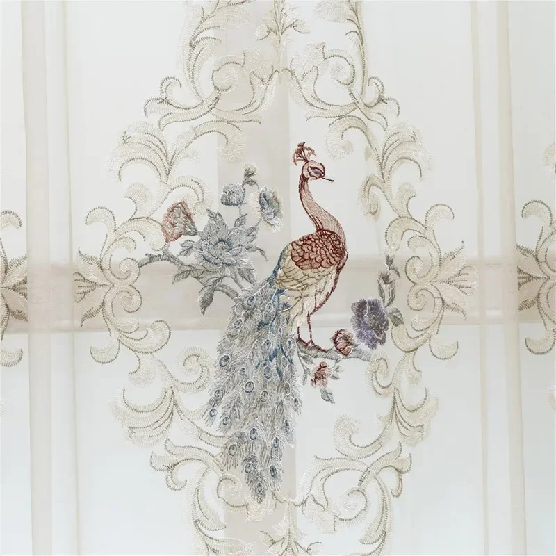 Luxury Villa Blue 3D Peacock Embossed Jacquard Thickened Full Blackout Curtains For Living Room Bedroom Hotel Apartment Kitchen
