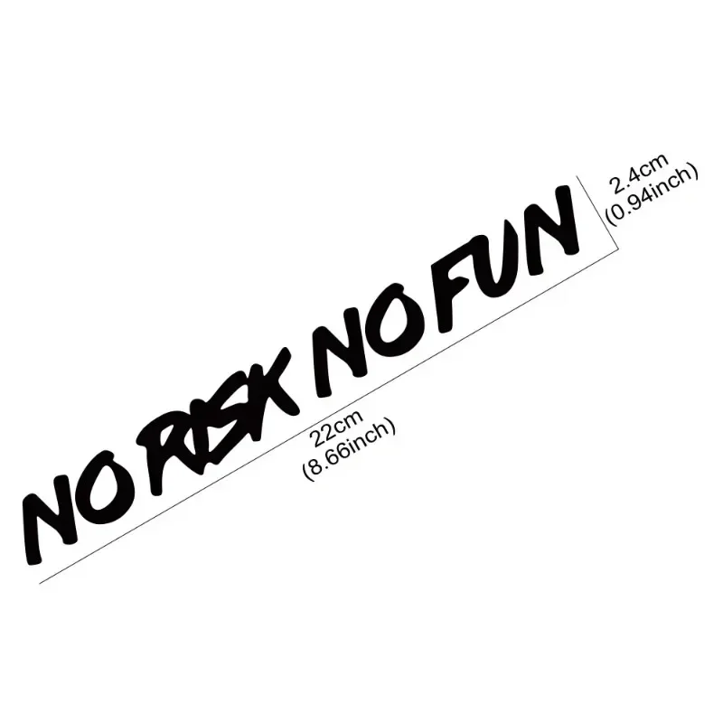 1PCS 22x2.4cm NO RISK NO FUN Car Sticker Vinyl Decal for Body Window Bumper Motorcycle Decor