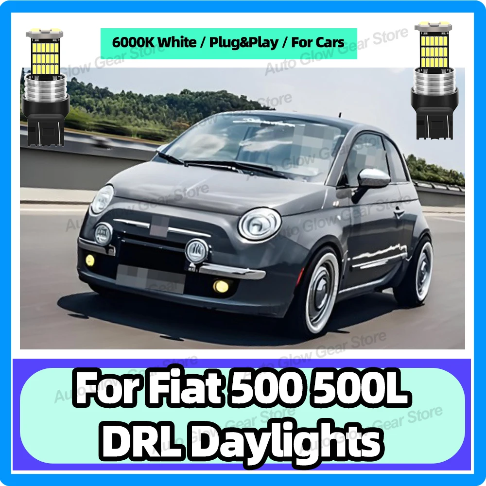 2x LED-Tagfahrlichtlampen für 2012–2019 Fiat 500 2014–2018 Fiat 500L vorne T20 7443 W21/5W Tagfahrlicht Tageslichter 6000K Weiß