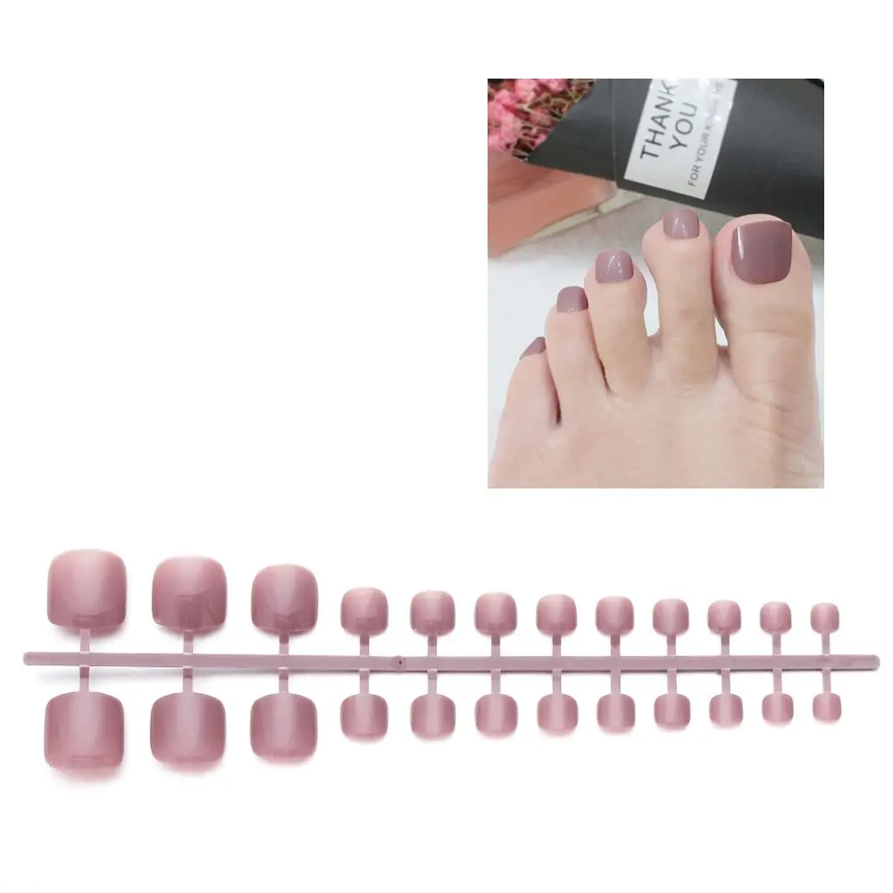 Popular Pure Colour Soft Extensions Tip Patch Toe False Nail Fake Sticker