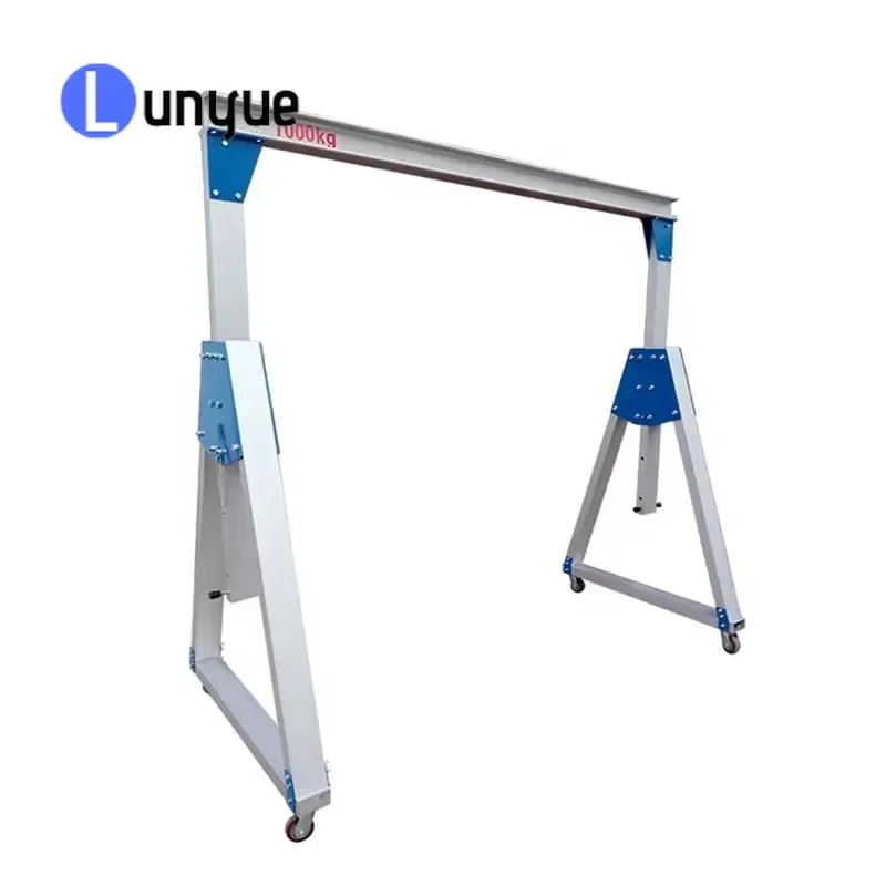 Aluminum Mini Portable Gantry Crane 0.5T 1T 2T 3T 5T Heavy Duty Lifting Hoist Stand for Workshop Garage Warehouse Easy
