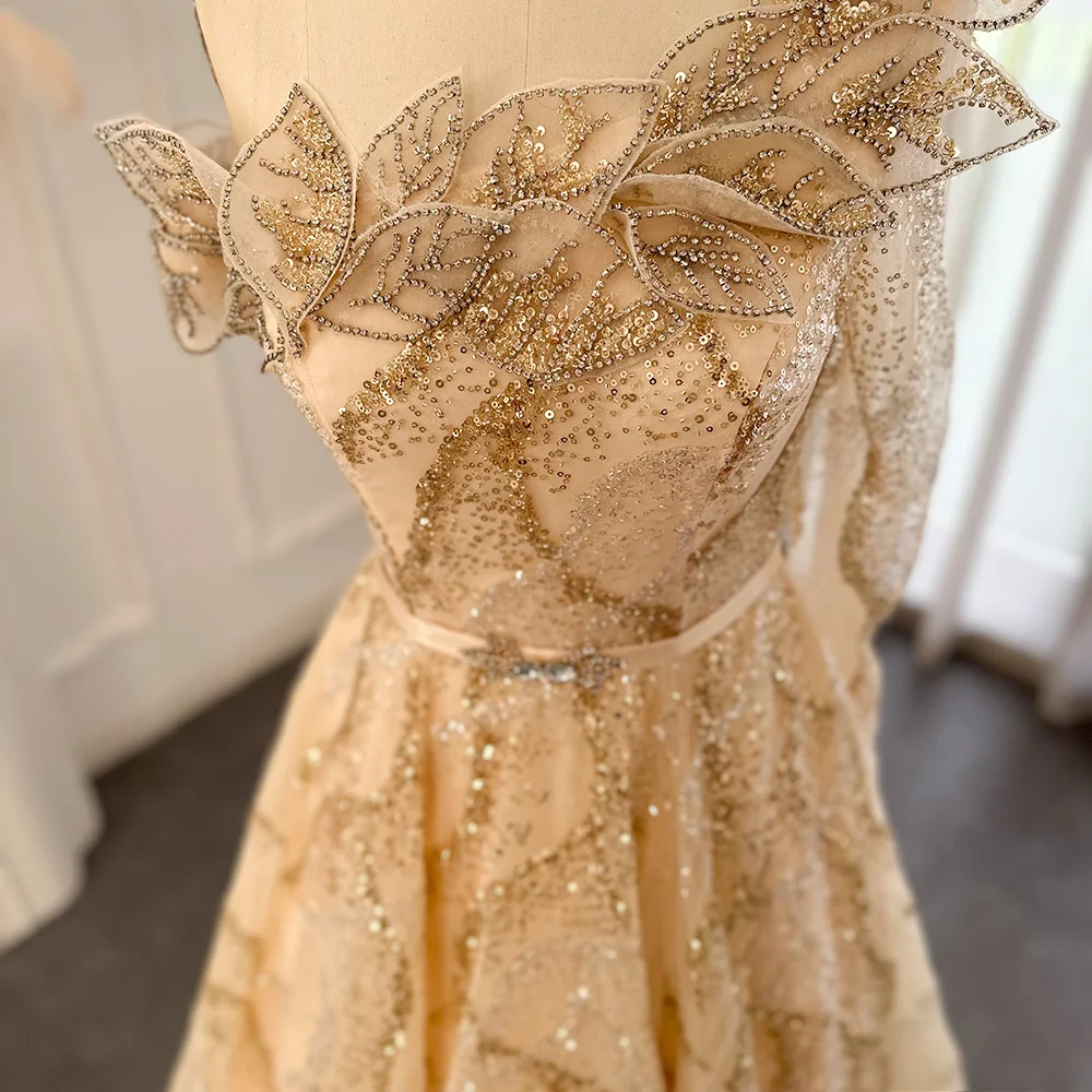 Sharon Said Luxury Dubai Ball Gown Gold Evening Dress for Women Wedding One  Shoulder Green Sweet Prom Formal SS359 Customized - AliExpress 320