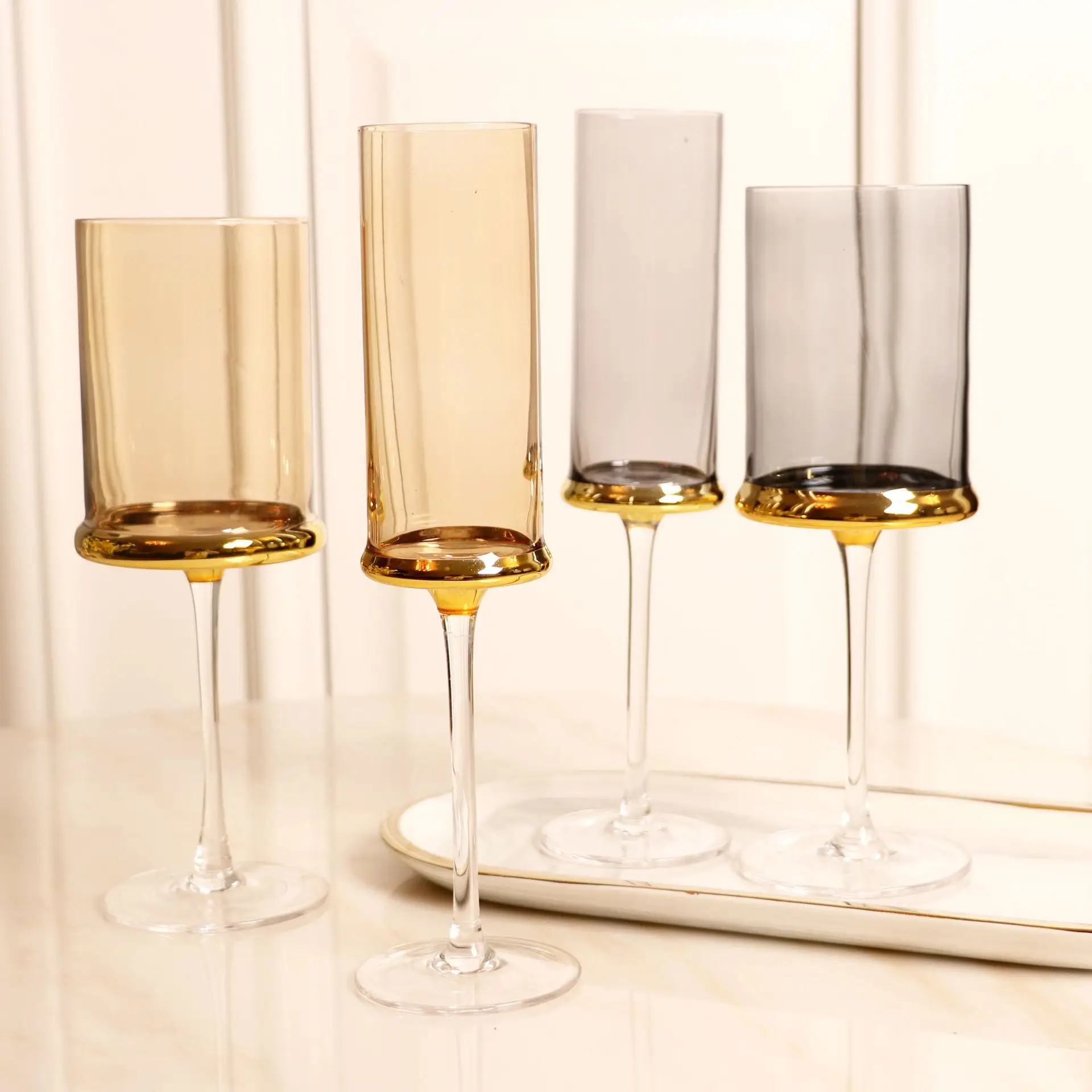400ml Advanced Gold Plating Red Wine Glass Lead-Free Crystal Glass Whiskey Tasting Cup Goblet Cup Champagne Party Gift WineDrink