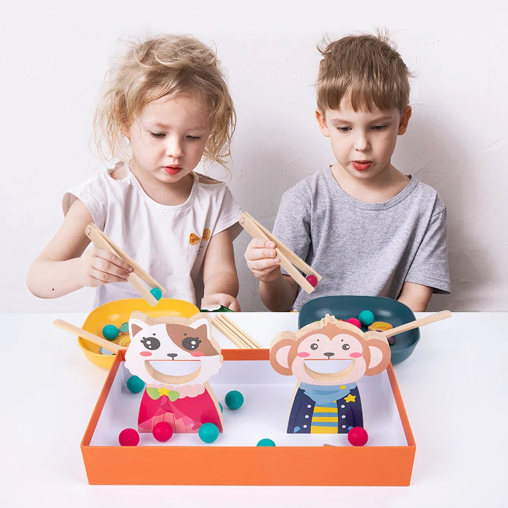 

1 Set Of Feeding Interactive Wooden Cognitive Plaything For Kids Hand-Eye Coordination Training Simulated Feeding Game Outdoor