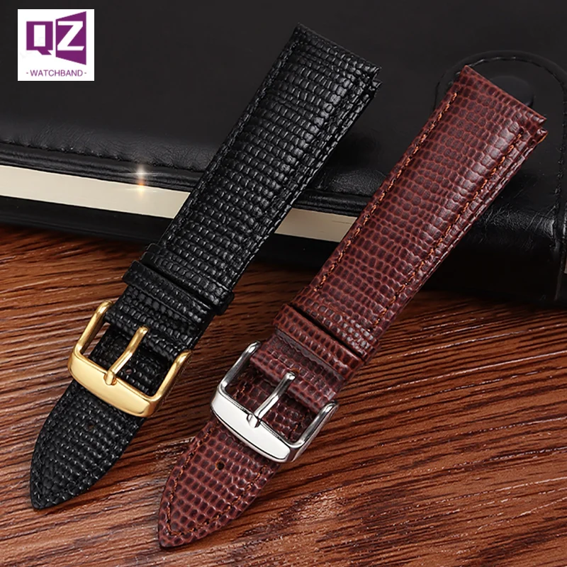 Genuine Leather Lizard Pattern Watchband Charm Bracelet For Movado Seagull Strap Simple Stylish Wristwatches Band 15mm 20mm 21mm