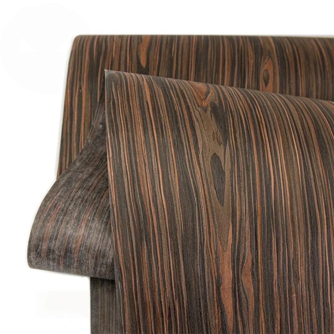 Veneer Kayu Mahkota Eboni Rekayasa 58X250Cm untuk Desain Dekorasi Kerajinan Interior Mobil Panel Dinding Kabinet Furnitur