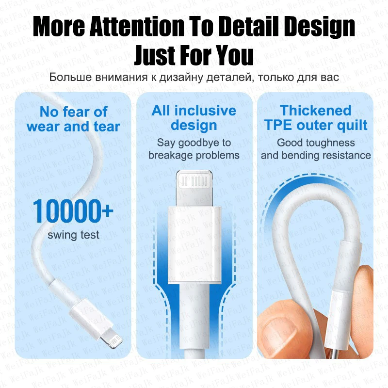 For Apple Original 20W Type C Quick Charger For iPhone 14 13 12 11 Pro Max Mini X XS XR 7 8 Plus Fast Charging Lightnings Cable