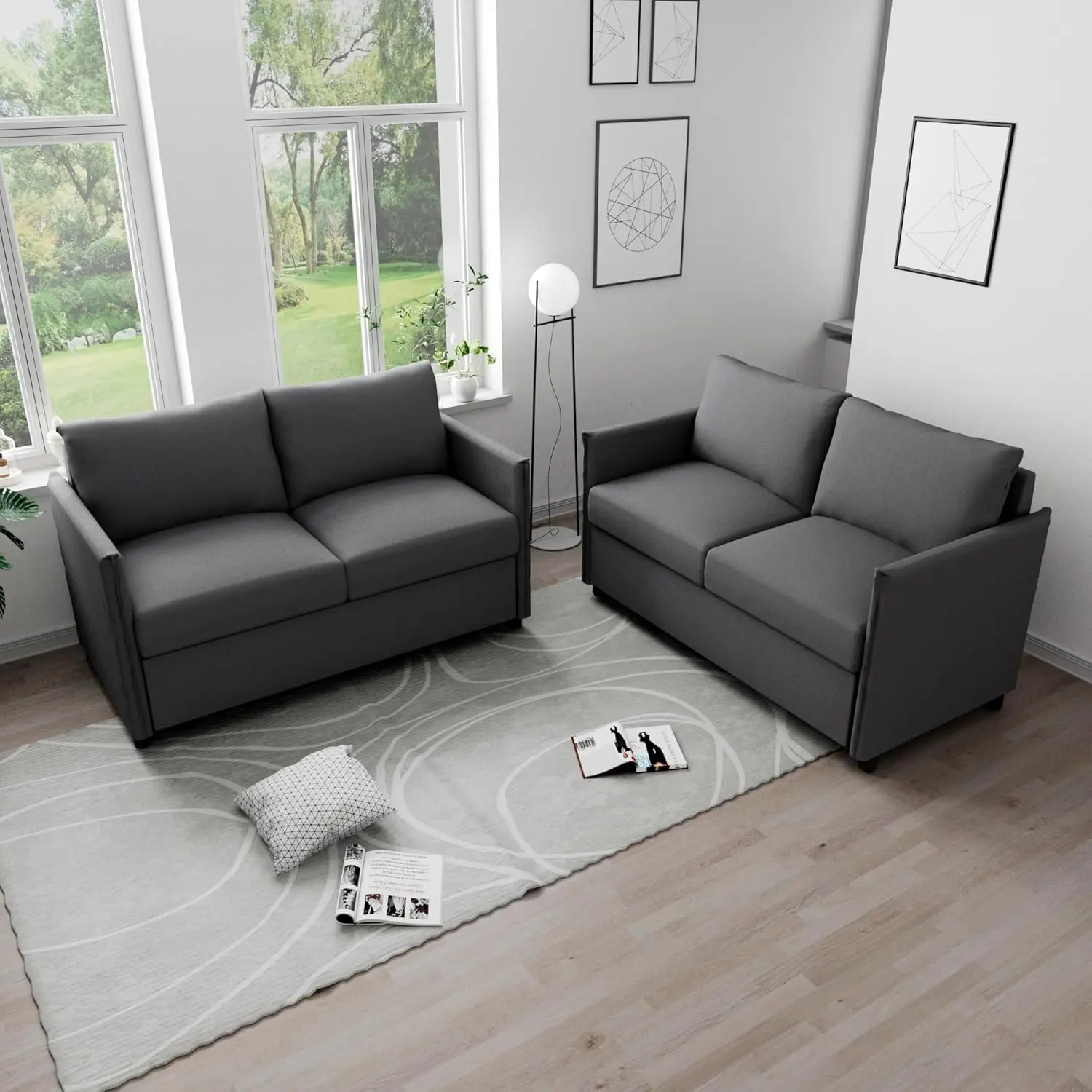 Set Loveseat Sofa, Small Couch for Living Room, Tool-Free Setup Sofas, Seater Couch for Bedroom, Home Office, Small Space