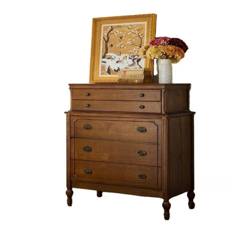 Modern solid wood five-drawer cabinet is suitable for living room, bedroom, entrance storage
