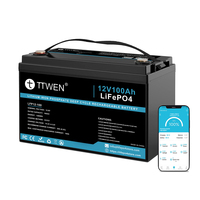 TTWEN 12V 100Ah LiFePO4 lithium battery pack backup power supply, with Bluetooth function, 1280Wh power, 4000+ deep cycle, built