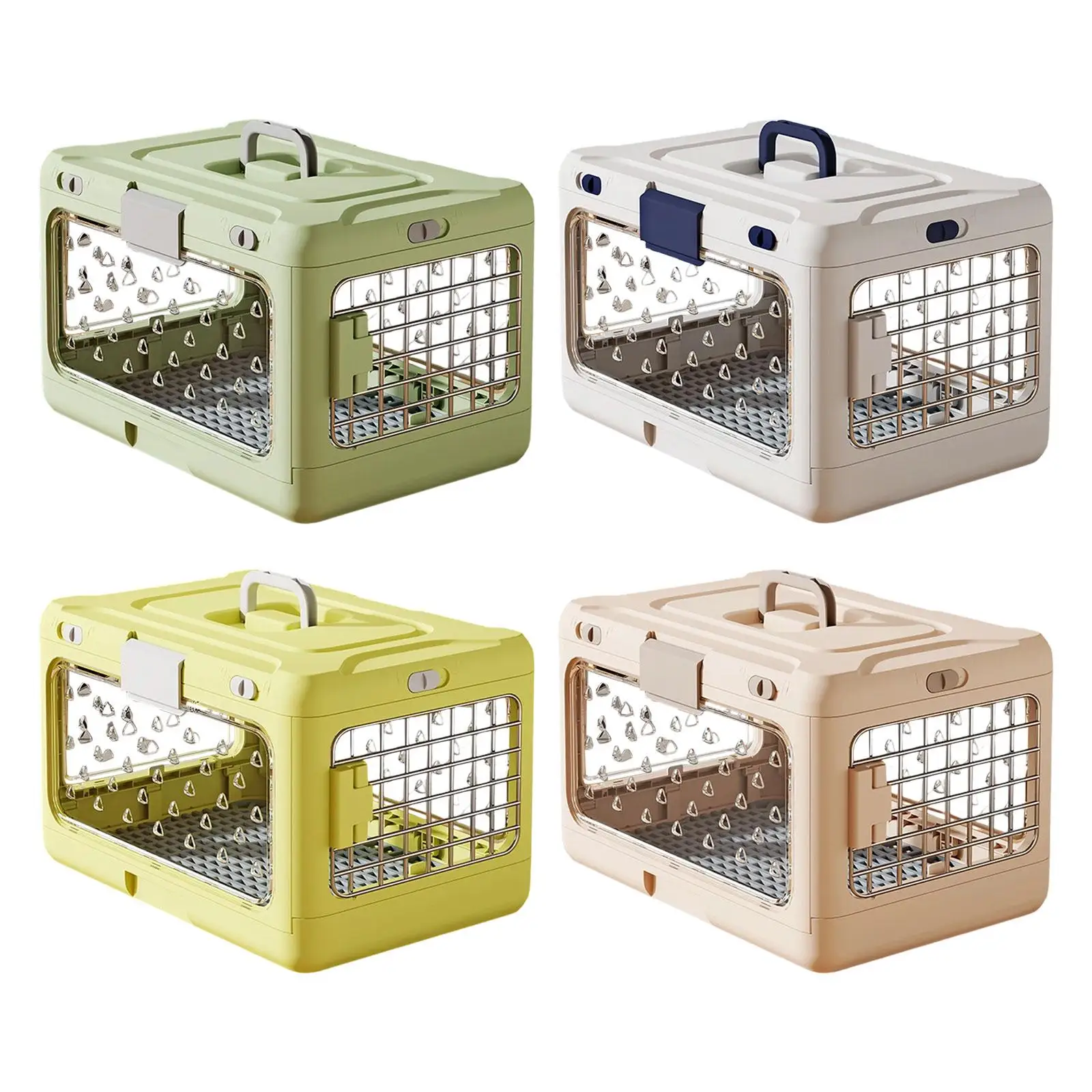 Folding Puppy Crate Cat Travel Cage Heavy Duty Transparent Portable Dog Kennel Pet Carrier for Rabbit Puppy Small Dogs Kitten
