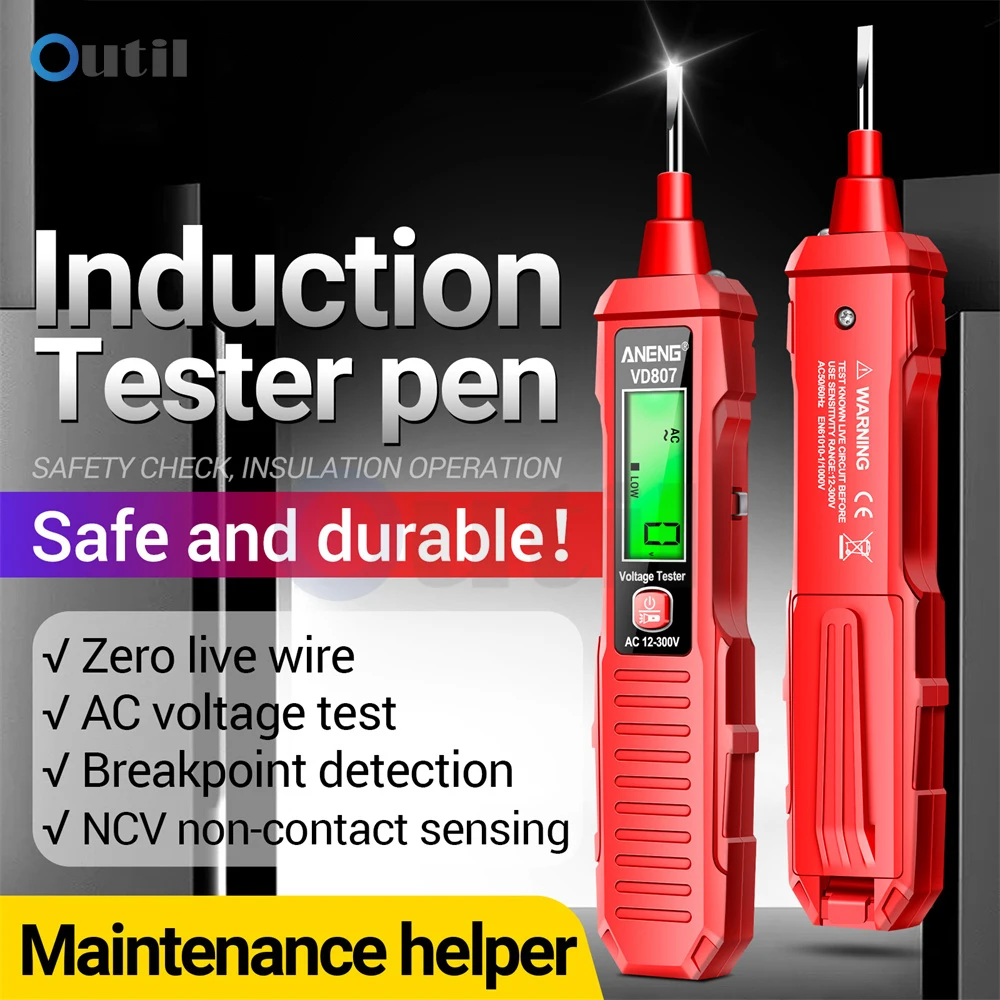 AC12-300V ذكي التعريفي شاشة ديجيتال قياس القلم الجهد قياس اقلام الفحص مع إنذار ضوء الصوت صفر سلك حي #4