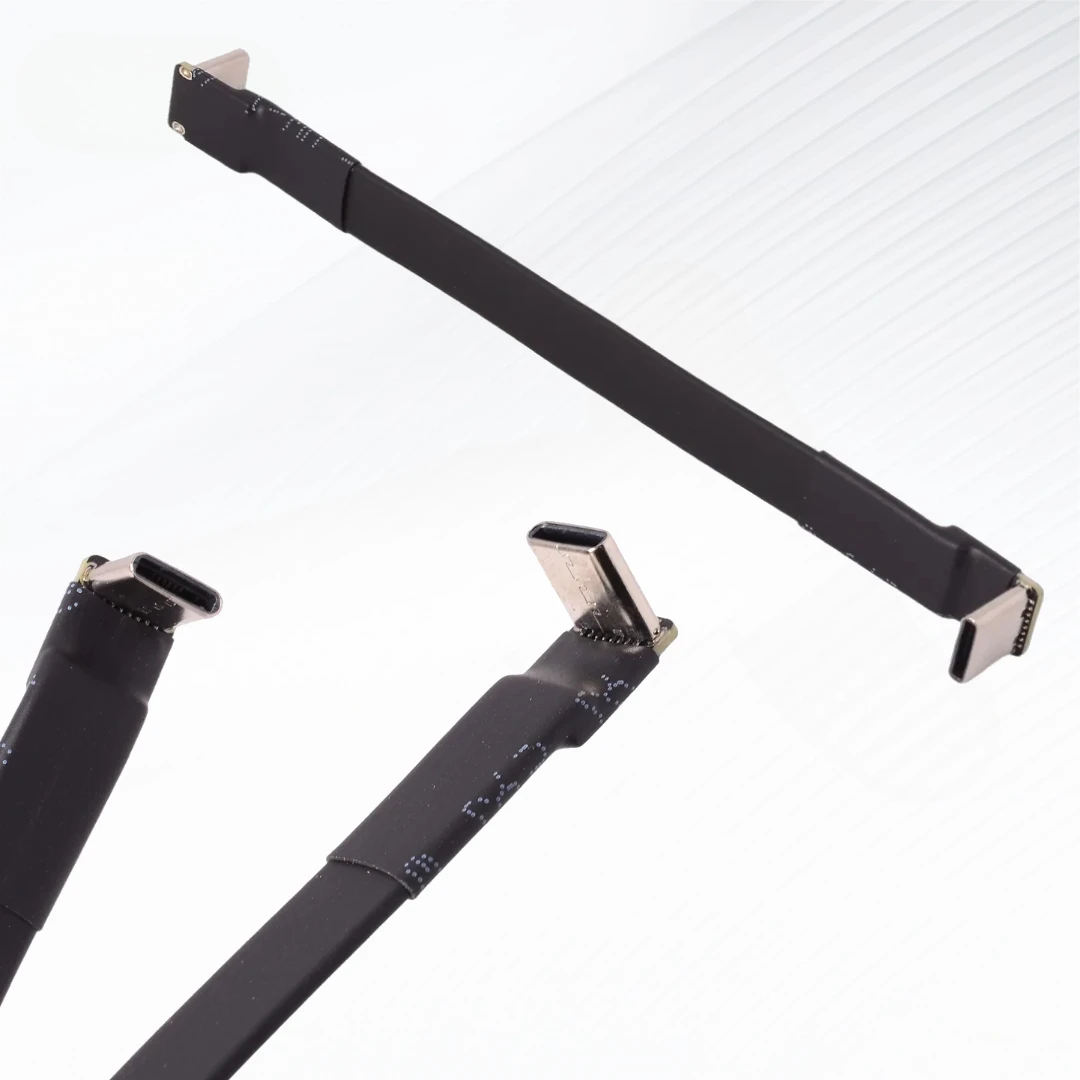 USB 2.0 Type C Extension Cable UP Down Fold 90 Angled Adapter FPC FPV Ribbon Flat 2.0 USB-C Male/Female Charging Data Short Cord