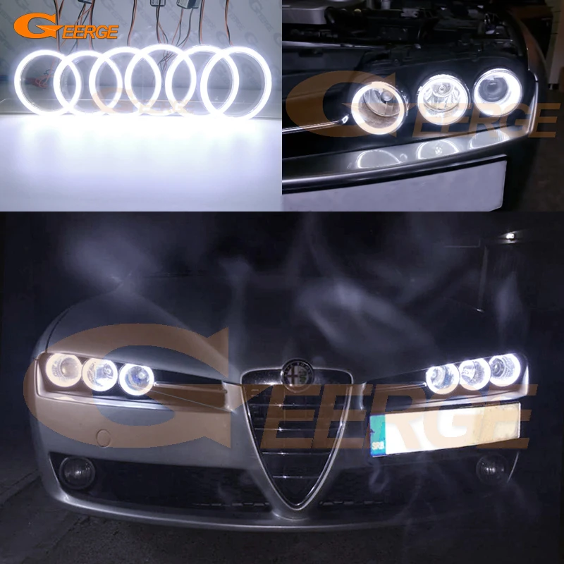 For Alfa Romeo 159 Brera Spider Excellent Ultra Bright COB Led Angel Eyes Kit Halo Rings Day Light Car Accessories