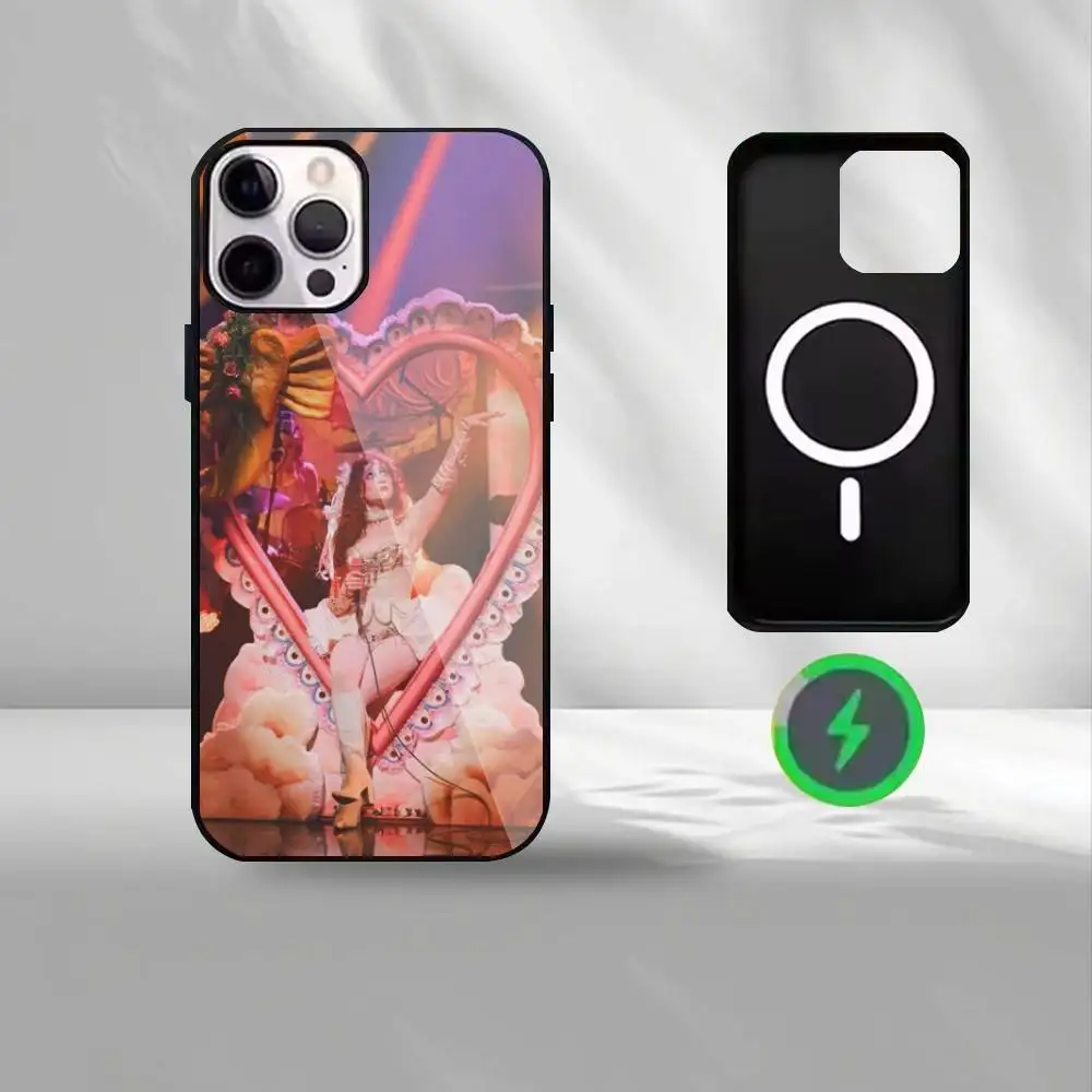 Custodia per telefono Queer Pop Icon C-Chappell Roan per iPhone17,16,15,14,13,12,11 Plus, per copertura magnetica con ricarica wireless