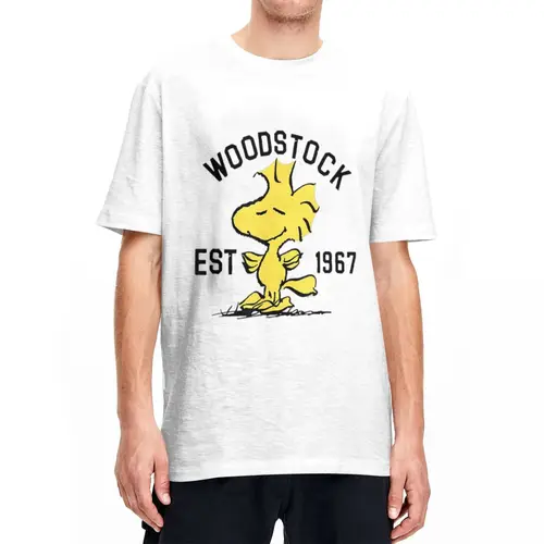 Peanuts Woodstock Snoopy hombres mujeres camiseta Casual camiseta manga corta cuello redondo Camisetas algodón 6XL ropa