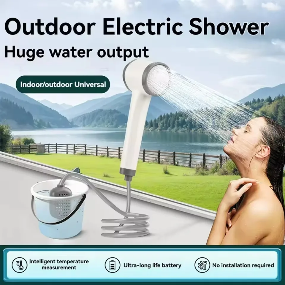 

Portable Camping Shower Indoor Outdoor Type-C Port Rechargeable Home Electric Shower Pump Kit for Hiking Car Dog People Washing