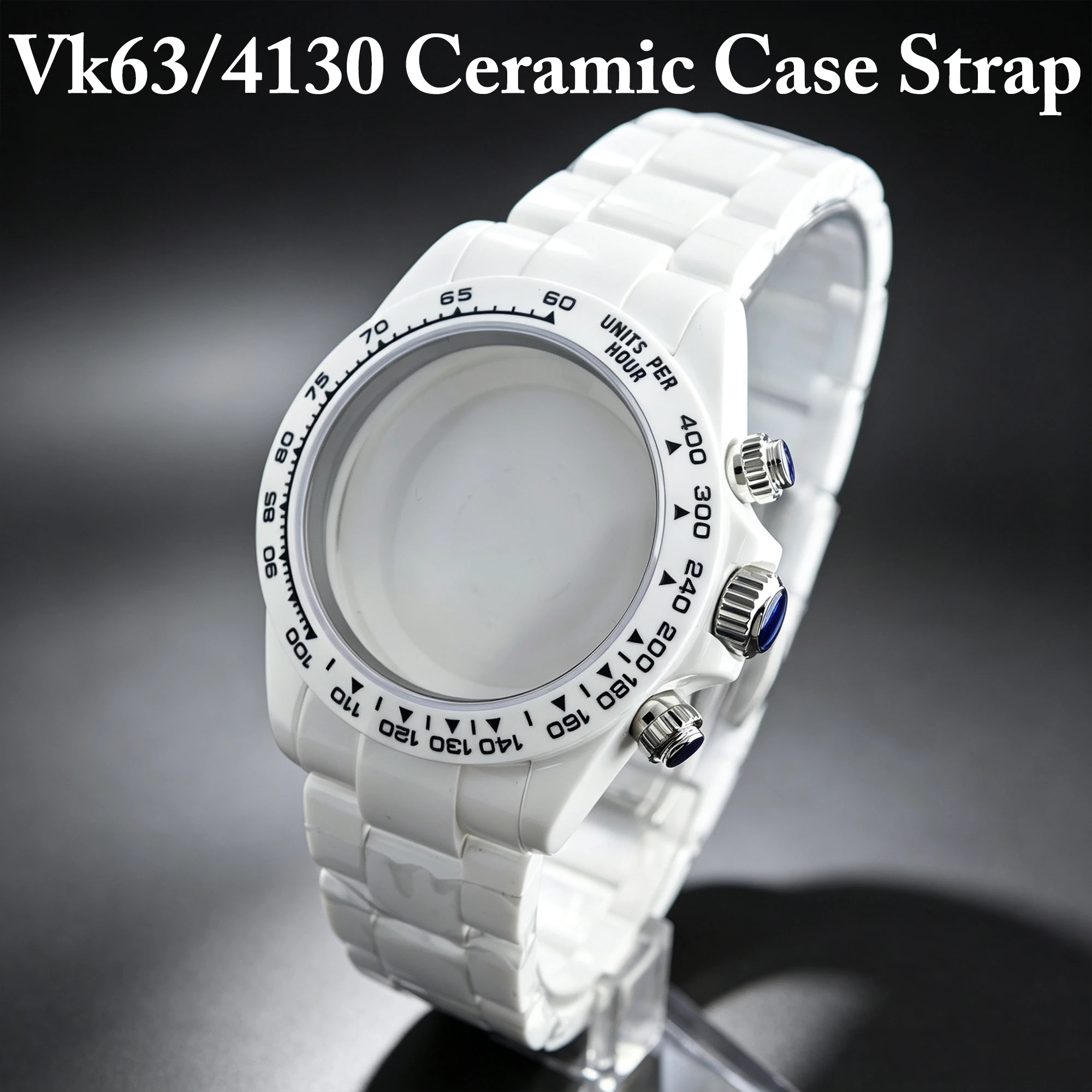 VK63/4130 Case 39mm Ceramic Material Sapphire Glass Waterproof Case Compatible with 29mm Dial High Quality Watch Accessories