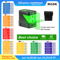 HILDA 2 Lines Laser Level Self Levelling Green Beams Laser Horizontal & Vertical Cross-Line