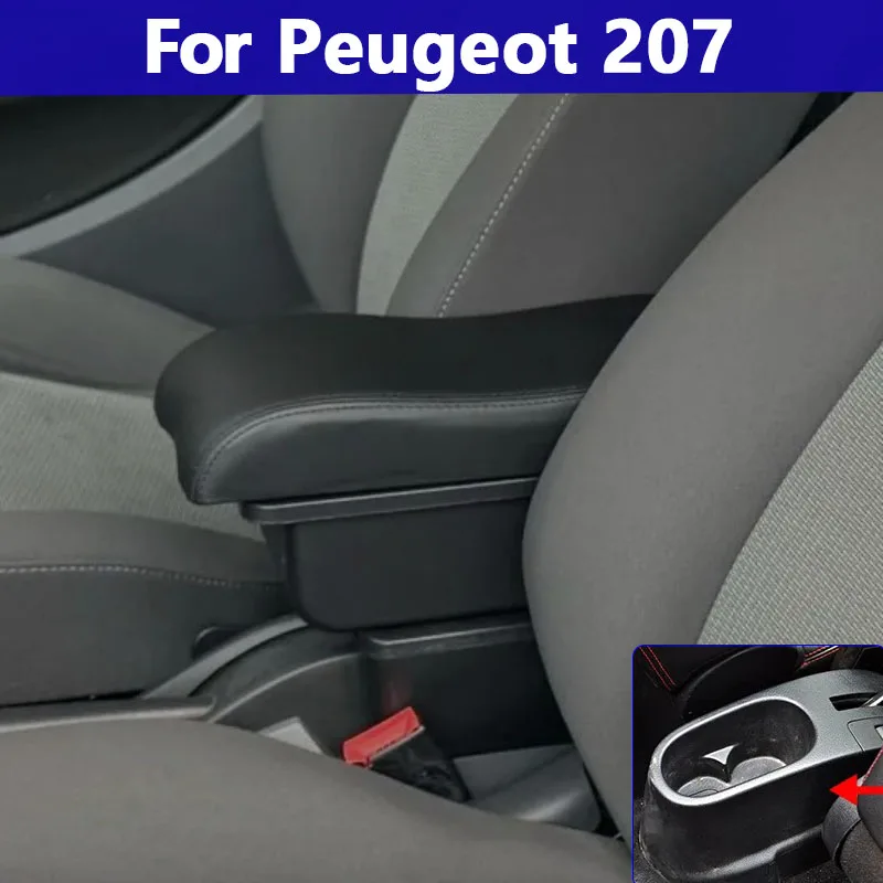 

Для Peugeot 207 подлокотник Peugeot 207CC интерьерный центральный ящик для хранения подлокотник из искусственной кожи с USB автомобильными аксессуарами