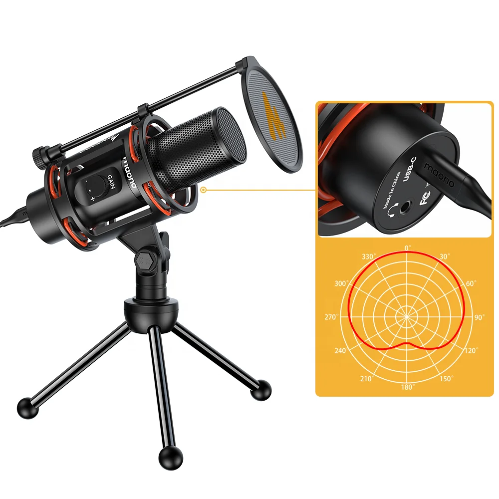 Maono USB Recording Microphone Podcast Condenser Mic Microfono Para Juegos Microfone Para Jogos PC Microphone Gaming Microphones